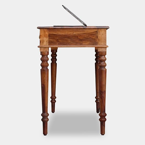 Image of Sheesham Wood Study Table with 2 Drawers Storage for Study Room Home | Solid Wood Workstation Desk Work from Home Table and Office (Do It Yourself) Honey Brown