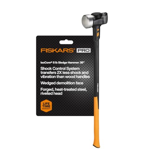 Fiskars Pro IsoCore 36" Sledge Hammer, Shock-Absorbing Handle, 8 lb - image 1
