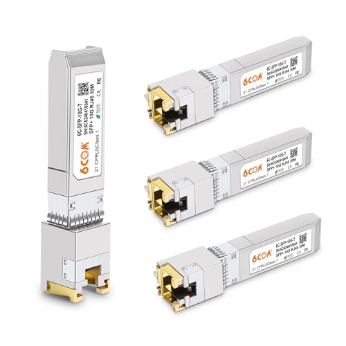 Image of 4Pack 1.25G /2.5G /5G /10GBase-T SFP+ Transceiver, 10G T SFP+ RJ45 Copper Module CAT.6a for Cisco SFP-10G-T-S, Ubiquiti UF-RJ45-10G, Fortinet, Netgear, D-Link, Supermicro, TP-Link, up to 30m