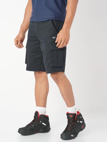 Image of Wildcraft Solid 6-Pocket Cargo Shorts, Comfortable, Regular Fit