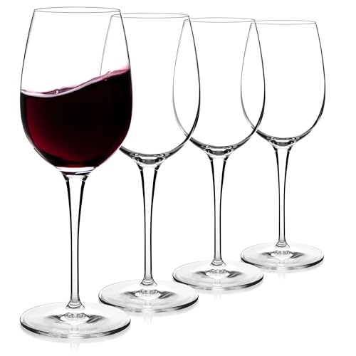 Luigi Bormioli Crescendo Bordeaux Wine Glasses, Set of 4-20 Oz. Lead-Free Crystal with Titanium Reinforced Stems - Laser Cut Rims, Seamless Design & Flat Foot - Made in Italy, Dishwasher Safe