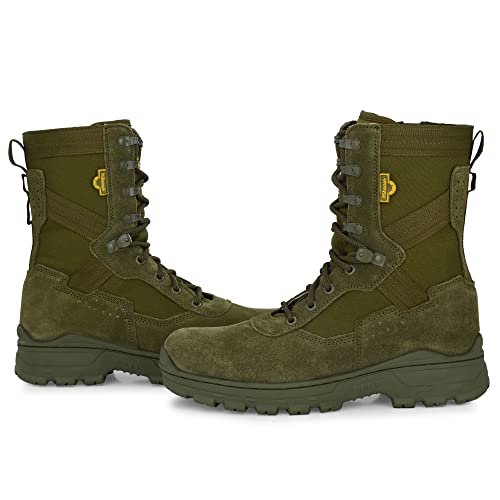 Alpha Aerolite 8.0 Suede Side Zip Leather Military & Tactical Work Boots with Side Zipper – 8 Inches Combat Boots, Lightweight Comfortable Shoes, Durable and Breathable Desert, Motorbike Boot3