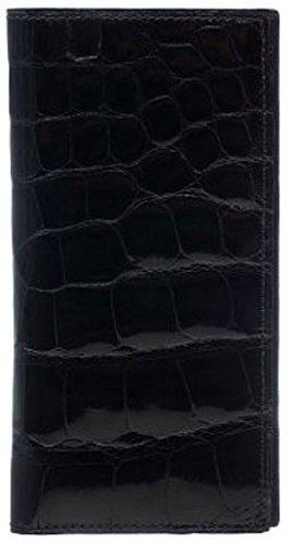 Ferrini Wallet Mens Exotic Checkbook Cover Croc Cash Pocket Black ABCK