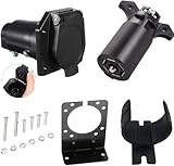 NEW SUN 7-Way Trailer Blade Connector 7 Pole Connector Vehicle Socket with Mounting Bracket Kits