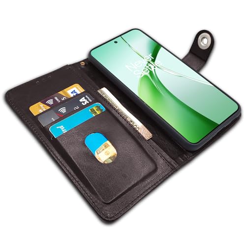 Image of Pikkme OnePlus Nord CE 4 5G Flip Cover Leather Finish | Inside TPU with Card Pockets | Wallet Stand and Shock Proof | Complete Protection Button Flip Case (Coffee)