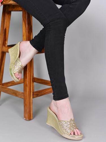 Image of Action Women's Butterfly Crystal Embellished Clear Stiletto Sandals| Gold Glitter Heel| Height| Copper