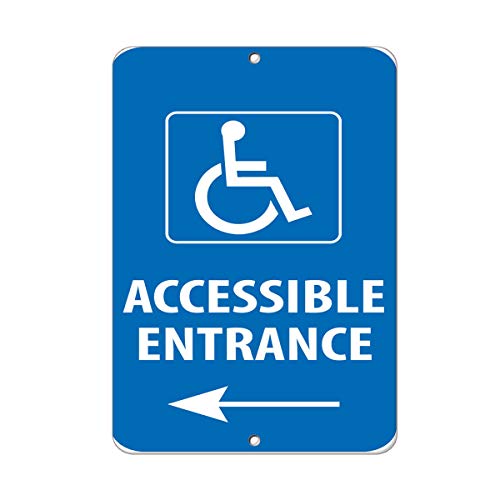 Accessible Entrance Left Arrow Parking Sign Vinyl Sticker Decal 8