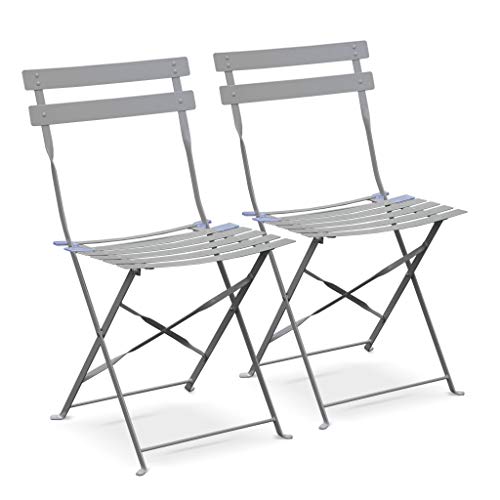 Alice's Garden - Lot de 2 chaises de Jardin Pliables - Emilia Gris Taupe - Acier thermolaqué