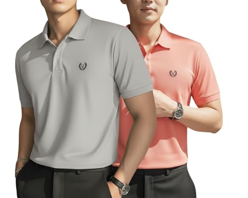 Image of MACK JONNEY Men's Solid Polo T-Shirt | Premium Cotton Blend | Regular Fit | Short Sleeve | Collared Casual Wear|Pack of 2 -MJ-157