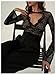 SHENHE Women's Y2k Lace Sheer Top Long Bell Sleeve Cut Out Deep V Neck Sexy Party Night Shirt Black Small
