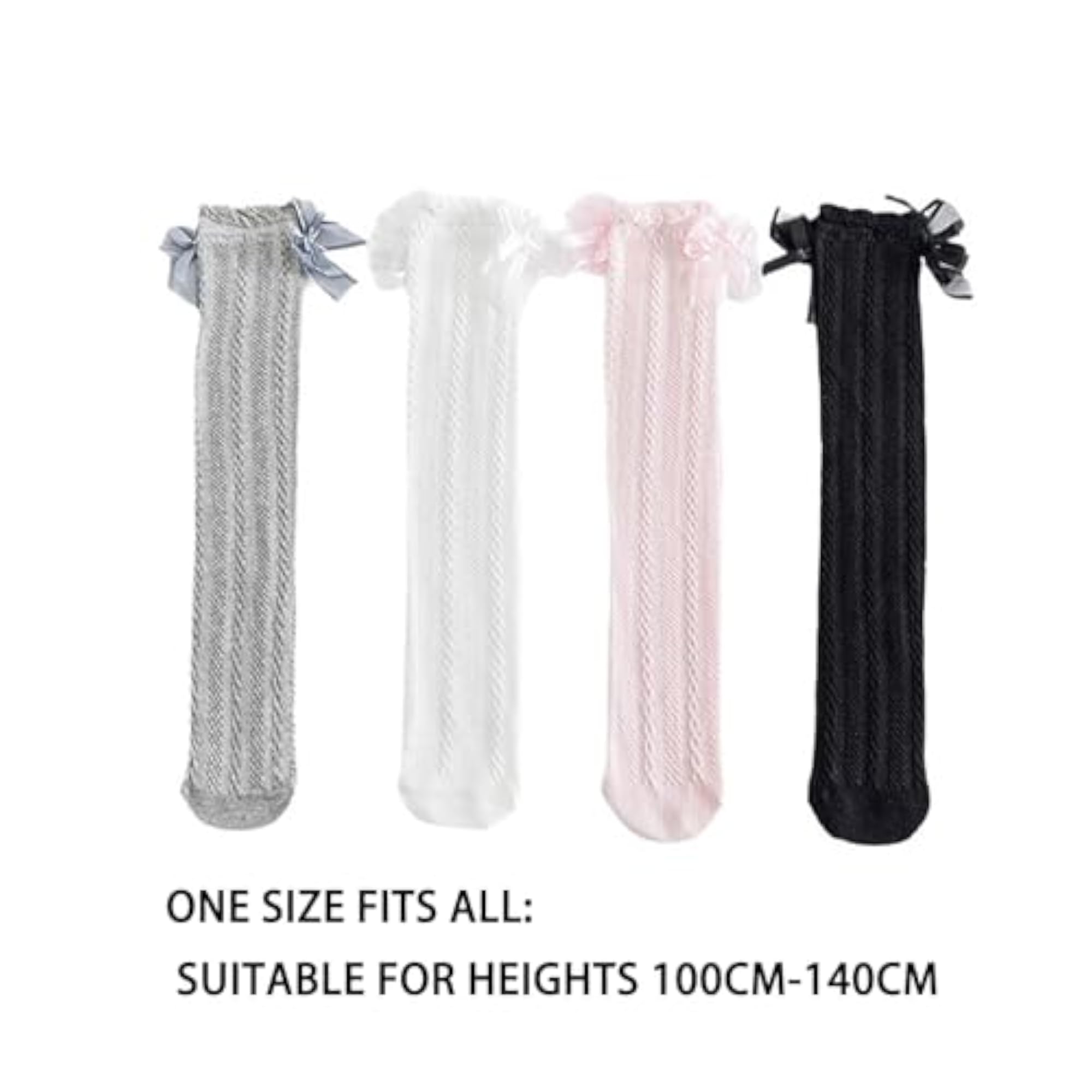 Knee High Bow Design Socks for Kids, Cotton