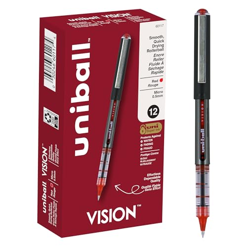 Image of uniball Vision Rollerball Pen, Micro Point (0.5mm), Red
