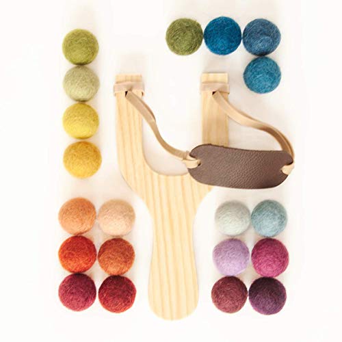 Classic Wood Slingshot with Felt Ball Ammo, Safe And Fun For Kids, Indoor