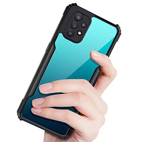 Image of A rtistque Clear Hard Transparent Acrylic Armor Anti-Drop Shockproof TPU Edge Back Cover Case for Samsung Galaxy A52 - Black