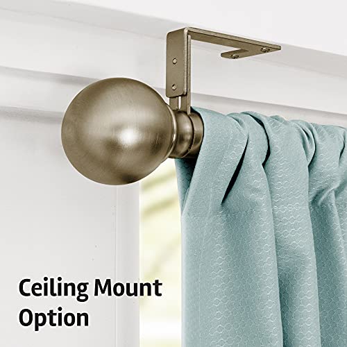 Maytex Smart Rods No Measuring Easy Install 1" Window Drapery Curtain Rod With Ball Finial, 18 Inch - 48 Inch, Antique Brass #TOP4