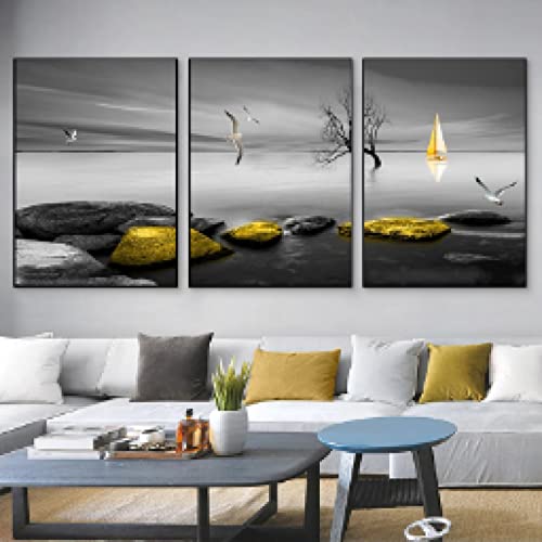Art mural salon tableau pierre paysage moderne 3 panneaux affiches KEBIA 40x60cm