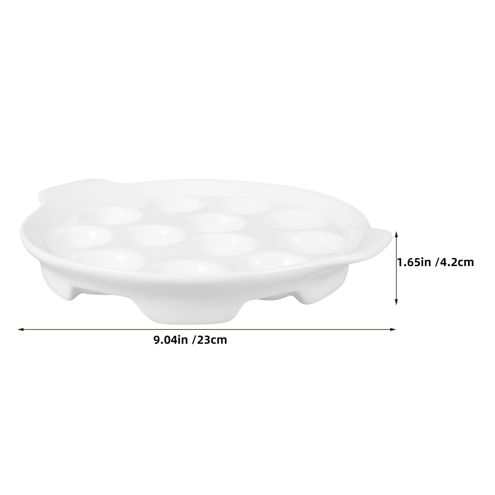 Operitacx 2 platos de cerámica para caracoles con asas - Plato para caracoles de 25 cm apto para horno - para hornear ostras de 12 agujeros con asa para guisos y aperitivos de mariscos - Apto para