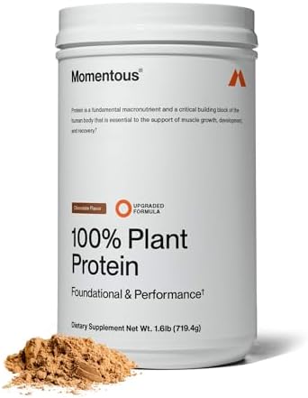 Momentous Vegan Protein Powder - 20 g Plant-Based Protein - NSF Certified, Gluten-Free, Non-GMO, 22 Servings for Essential Everyday Use, Chocolate