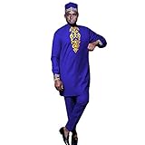 African Clothing Set for Men Embroidered Robes and Ankara Pants 2 Piece Suit Boubou Africain Homme Musulman Ensembles 1B XL