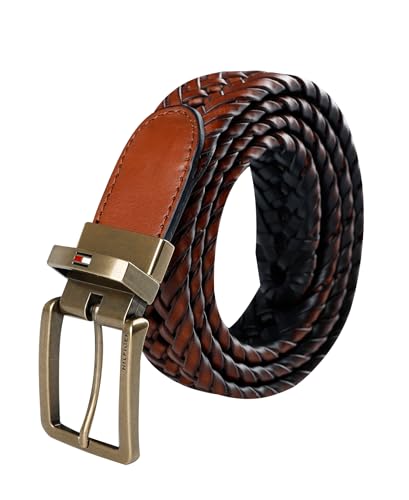 Tommy Hilfiger Men's Fully Adjustable Two-in-One Reversible Braided Belt
