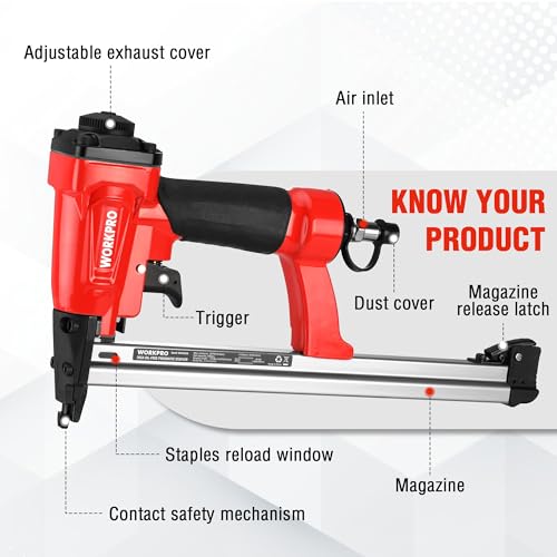 WORKPRO Pneumatic 20 Gauge Staple Gun, OilFree T50 Upholstery Stapler
