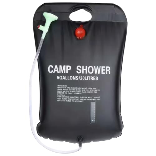 lnnlikk Camp Shower Solar Heating Portable Shower 5 Gallons Camping Bag with Removable Hose ＆ On/Off Head Solar Outdoor Showers for Camping Beach Swimming