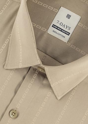 Image of 7-DAYS Premium Men's Formal Shirts - Cotton, Self-Design, Full Sleeve, Regular Fit, with Pocket, Stylish Office Shirts for Men