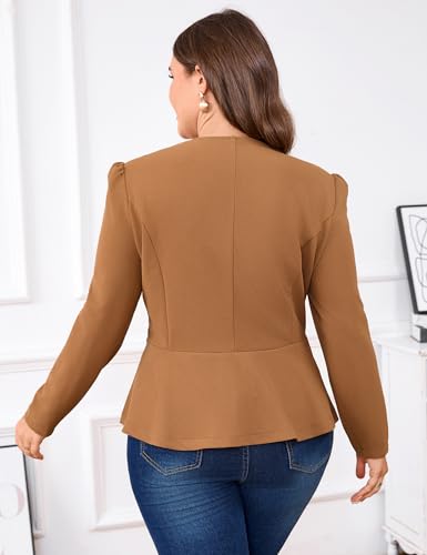 Yesfashion Plus Size Womens Hook&Eye Blazer Suit Jacket Long Sleeve Scallop Placket Peplum Business Casual Blazers4