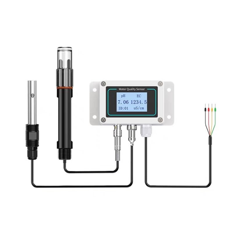 RS485 pH EC Transmitter ph Conductivity Meter 2 in 1 Sensor RTU Industrial Wastewater Electrode Agriculture aquaculture(Set 2)