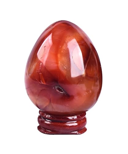 Image of AMOYSTONE Red Agate Egg for Home Office Desk & Garden - Banded Natural Stone Decorative Figurine, Easter Gift for Her (2.3-2.7 inch, 7 oz Each)