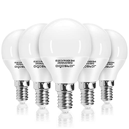 Bombillas Led E14 Luz Fria Aigostar - Bombilla LED E14 9W (Equivalente a 55W), Luz Blanca Fría 6500K, 840 Lúmenes, CRI 80, Ahorro de Energía, No...