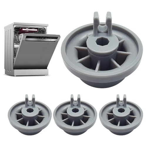 Cesta inferior para lavavajillas – Repuesto para | Ruedas universales para cesta inferior compatible con el juego de ruedas gris para la cesta del lavavajillas – Pack de 4