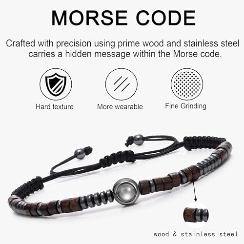 EMIRISTIC Personalized Photo FlatKnot Bracelet With Picture Inside - Morse Code Bracelet - Custom Gift Any Special Day4