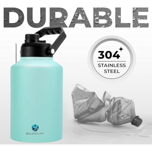 Image of 2 Liters Insulated Stainless Steel Water Bottle - 6 Hours Hot & Cold, Leakproof Thermos for Gym, Travel, and Office | Dishwasher Safe, Anti-Slip Base,Handle, (Cyan,2000ml)