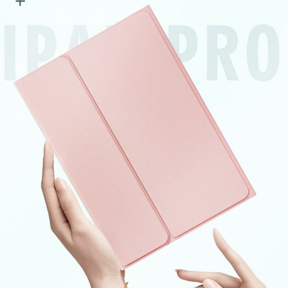 Étui clavier et souris pour iPad Air 2/Air 1, clavier tactile sans fil amovible, [texture de tissu] Couverture multi-angles avec porte-crayon, rose