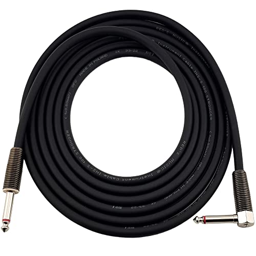 Reds Music Guitar Instrument Cable GCS1230ST, Jack 6.3 mono/Jack 6.3 mono angled, (3m), Black-Silver