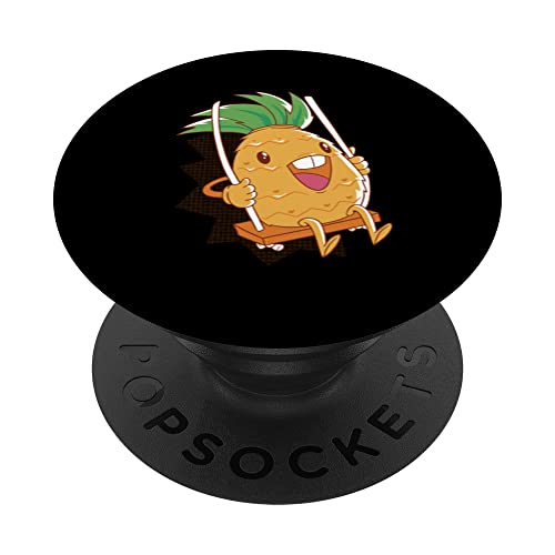 Ananas sur une balançoire Fruit de dessin animé PopSockets PopGrip Interchangeable