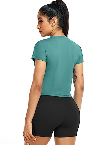 CADMUS 3 Pieces Workout Crop Tops Women Dry Fit Athletic Shirts Short Sleeve for Yoga Running3