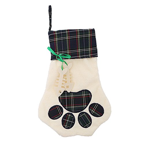 LO LORD LO Christmas Stocking for Pet Dog Cat Large Paw Stocking for Personalize (Green)