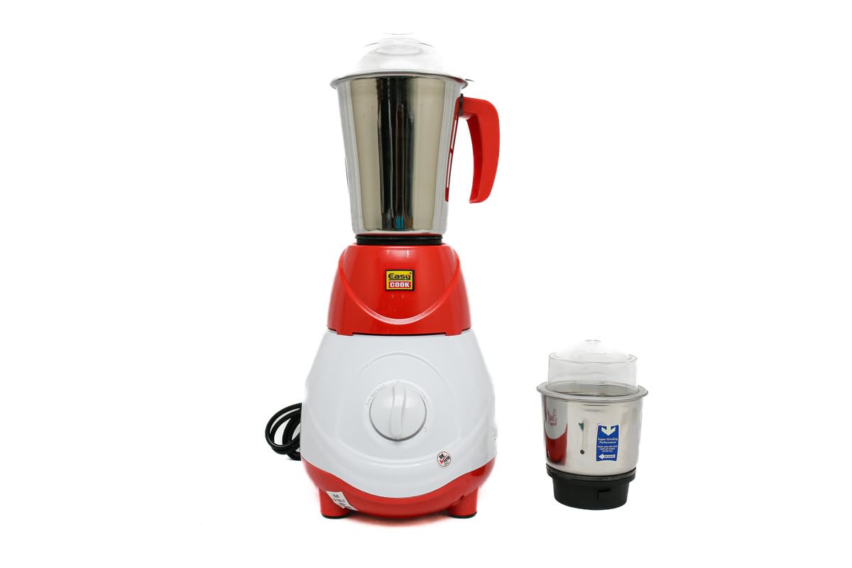 EASY COOK Beauty Plus 550 Watt Mixer Grinder | Multipurpose Heavy Duty Mixer Grinder with 2 Stainless Steel Jars (1L & 250ml) - Stainless Steel Blades | 3 Speed with Incher