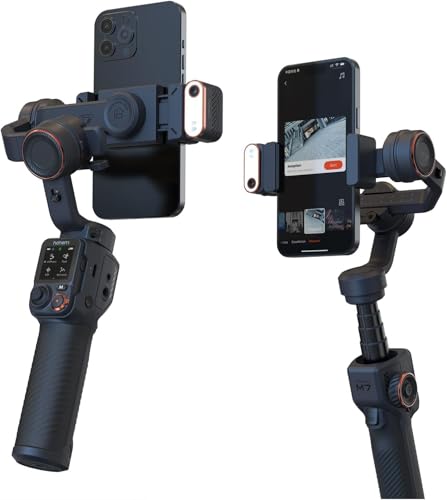 Image of hohem Isteady M7 3 Axis Gimbal Stabilizer for iPhone and Smartphone W /AI Tracking,Detachable Touchscreen Remote,Extension Pole,Magnetic Fill Light for Video Recording, Black