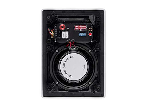 Monoprice 2-Way Carbon Fiber In-Wall Speakers - 6.5 Inch (Pair) With Magnetic Grille And Ribbon Tweeter - Amber Series #TOP2
