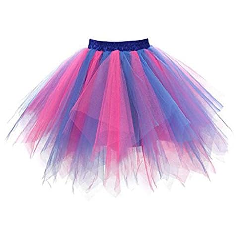 Falda de Tutu Mujer,SHOBDW Pettiskirt Colores de Gasa Plisada Vestidos de Baile de Arco Iris Rendimiento de Disfraces Regalo de Cumpleaños Adulto Falda Corta de Tutú Corto Cover