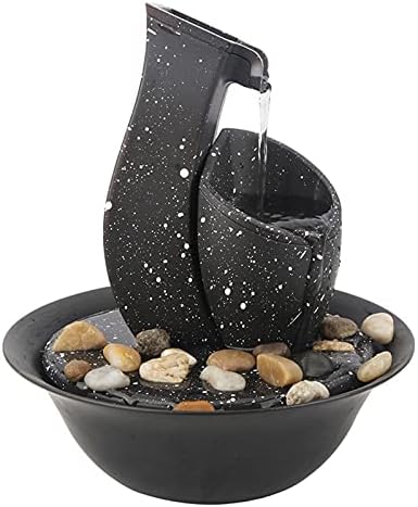 PEVSCO Buddha Statue,Indoor Water Fountain Tabletop Fountains Portable Desktop USB Zen Meditation Fountain Ornament with Irregular Stones and Decorative LED Lights, for Home Bedroom Office Decor