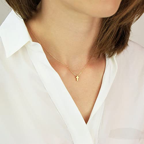 18K Gold Plated Sideways Cross Necklace for Women Stainless Steel Dainty Tiny Cross Pendant Necklace Minimalist Simple Jewelry3