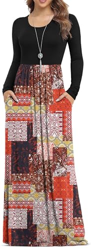 Image of VIISHOW Women's Long Sleeve Loose Plain Maxi Dresses Casual Long Dresses with Pockets