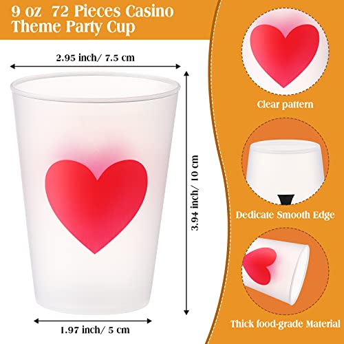 Hoolerry 72 Pcs Casino Party Cups 9 Oz Casino Theme Party Decorations Casino Poker Tumbler Shot Cup Plastic Game Night Themed Party Cup Casino Party Cup Favors Set For Birthday Wedding (Frosted Clear) #TOP2