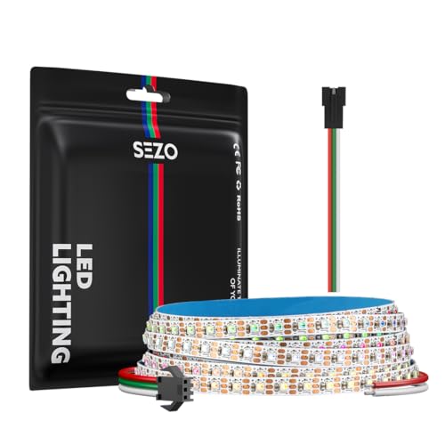 Image of SEZO WS2812B IC RGB LED Strip Lights 5mm Width Ultra Narrow Individually Addressable RGB LED 160 LEDs /m 6.5ft DC5V 2020SMD Dream Full Color Flexible Tape IP30 (No Adapter or Controller)