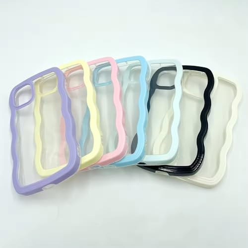 Image of MIDOS Back Cover Compatible with iPhone 14 Pro Max, Cute Curly Wave Frame Clear Case for Girls Women, Transparent Soft Silicone TPU Bumper Shockproof Protective Cover for iPhone 14 Pro Max (Black)