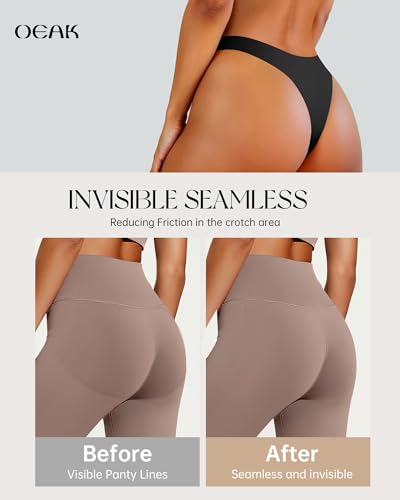 OEAK Seamless Thongs for Women Invisible Thongs No Show Thong Panty Liners Tangas Comfortable Workout G-Strings Underwear3